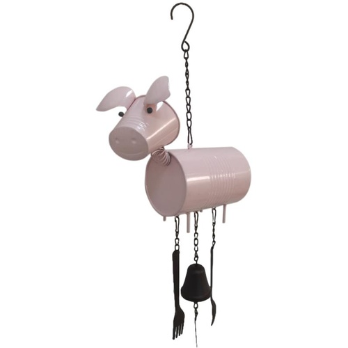 60cm Rustic Pink Pig Metal Wind Chime Ð Farm Garden Outdoor Dcor