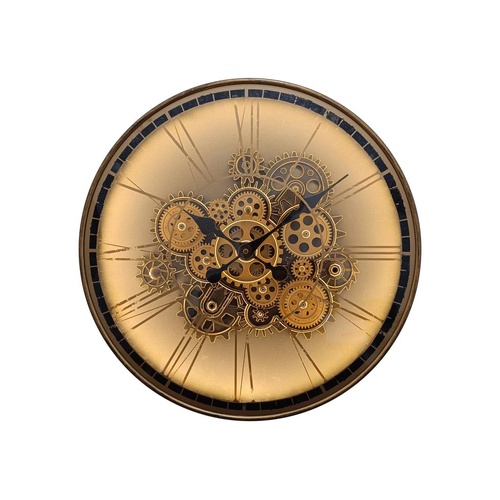 50cm Light-Up Antique Cog Wall Clock, Rustic Industrial Style