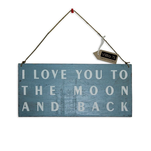 40cm Blue ÛÏI love you to the moon and back۝ Hanging Sign Plaque