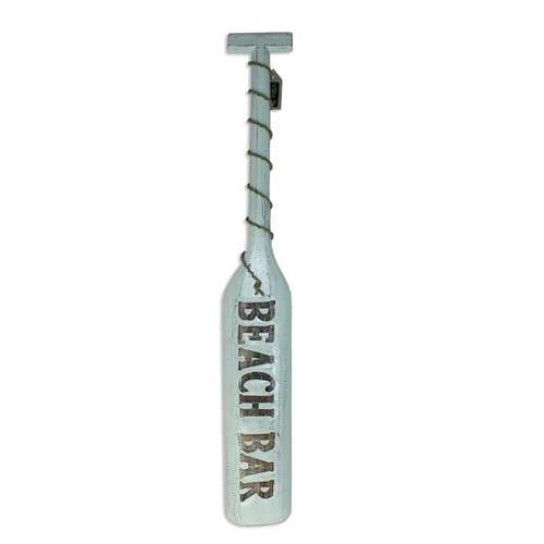 100cm Beach Themed Wooden Rowing Oar White Wash, ÛÏBeach Bar۝ wording
