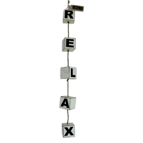 80cm Blue & White Wash Hanging Blocks Wording BEACH Wooden Hand Made Hamptons