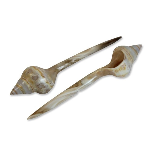 2 x 12CM Sandy Mother of Pearl Hair Clip Shell - Pleuroploca Trapezum