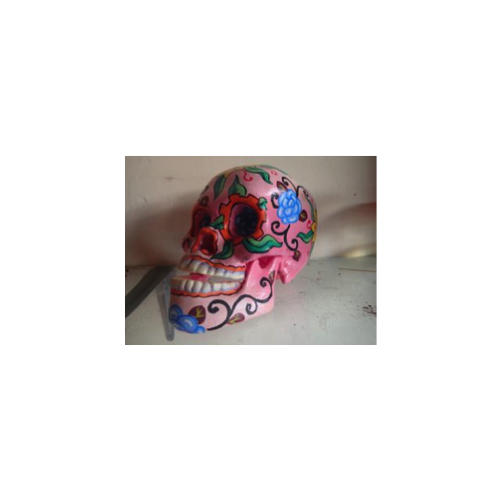 21cm Ultra Modern Hand Painted Human Resin Sugar Skull Pink