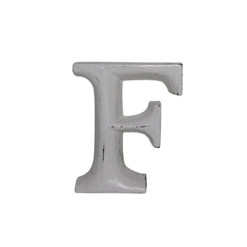 Letter F 9x8cm Wooden White Wash Personalised Letters Hand Carved Shabby Chic