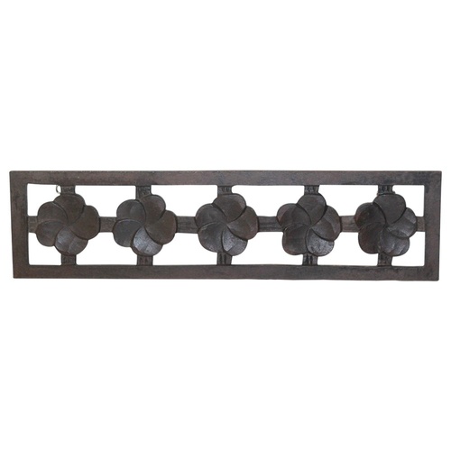 29cm Dark Brown Hand Carved Wooden Plaque Frangipani Wall Art Hanging Frame