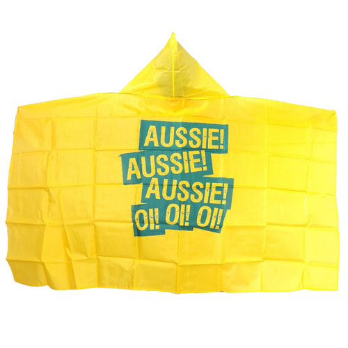 Aussie Team Supporter Hooded Cape Poncho Green & Gold Australia