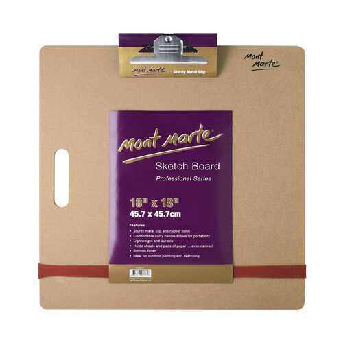 Mont Marte Sketch Board with Clips Medium 45.7x45.7cm Square & Rubber Band