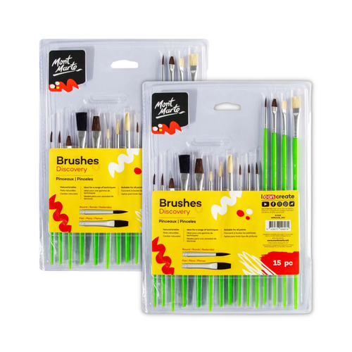 2x Mont Marte Silver Series Paint Brush Set, 30 Mixed Brushes Painting Kit