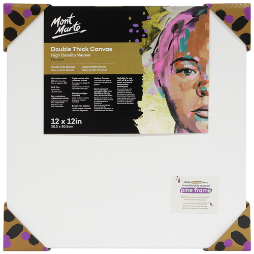 Mont Marte Canvas 30cm Square Double Thick Premium Stretched Frame 12x12in"
