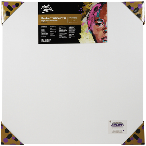 Mont Marte Canvas 60cm Square Double Thick Premium Stretched Frame 24x24in"