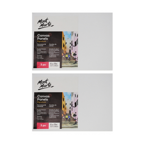 Mont Marte Canvas Panels 6pce 12cm x 17cm Wrapped Canvas Art Board 5x7in" White