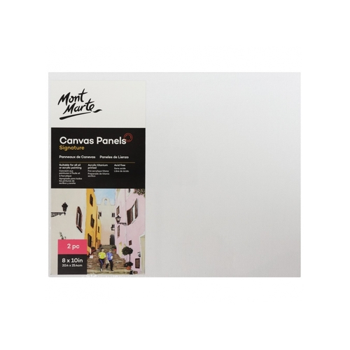 Mont Marte Canvas Panels 2pce 20cm x 25cm Wrapped Canvas Art Board 8x10in" White