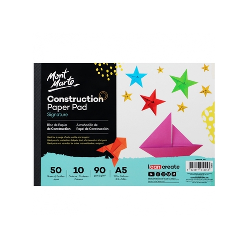 Mont Marte Creative Kids Construction Paper A5 50 Sheets, Craft Scrapbooking