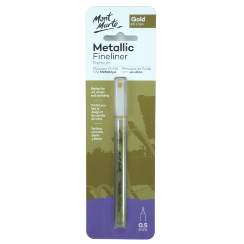 Mont Marte Gold Metallic Marker, Fine Liner Detailer Pen 0.5mm Point