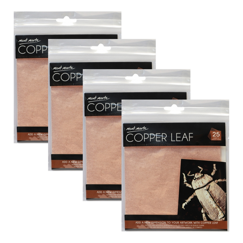 4x Mont Marte Imitation Copper Leaf Packs, 14cm 100 Sheets Bulk Set