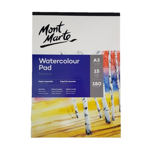 Mont Marte Watercolour Pad German Paper A3 180gsm 15 sheet