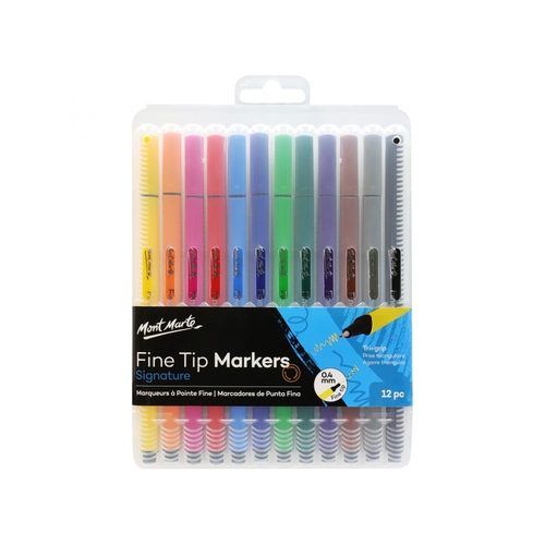 Mont Marte Fine Tip Markers Tri Grip in Case 12pce