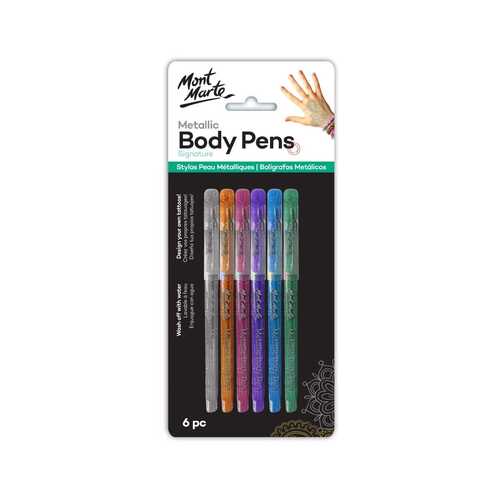 Mont Marte Body Art Markers Pens - Metallic 6pce