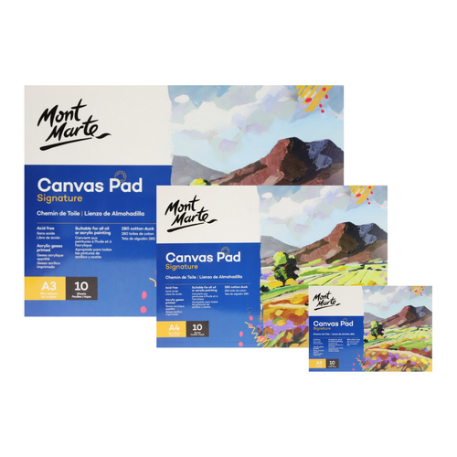 3x Mont Marte Canvas Paper Pads Set A3 A4 A5 280gsm Sheets, Art Bundle