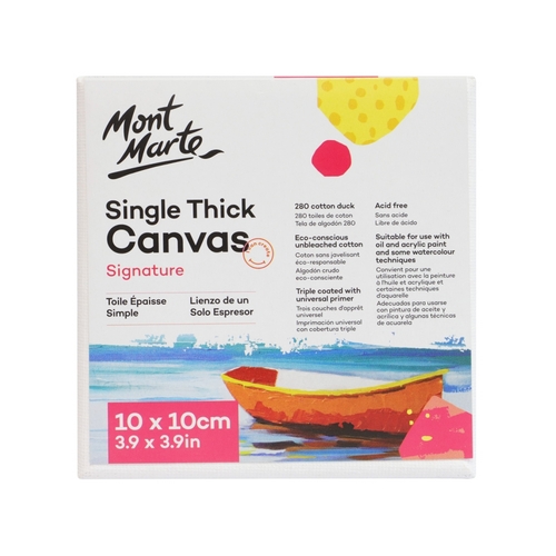Mont Marte Canvas 10cm Square Thin Single Thick Small Mini Stretched Frame 4in"
