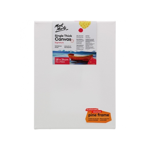 Mont Marte Canvas 18cm x 24cm Thin Single Thick Studio Stretched Frame 7x9in"