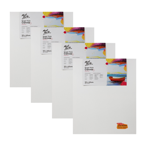 4x Mont Marte Canvas 50cm x 60cm Thin Canvas Stretched Frame 19x23in" Set