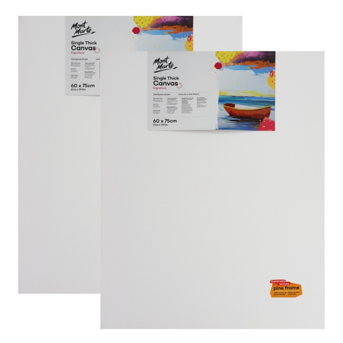 2x Mont Marte Canvas 60cm x 75cm Thin Single Thick Studio Stretched Frame 23x29in"