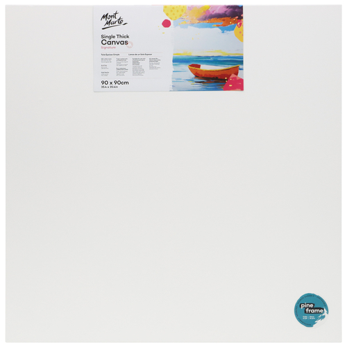Mont Marte Canvas 90cm Square Thin Single Thick Studio Stretched Frame 35in"