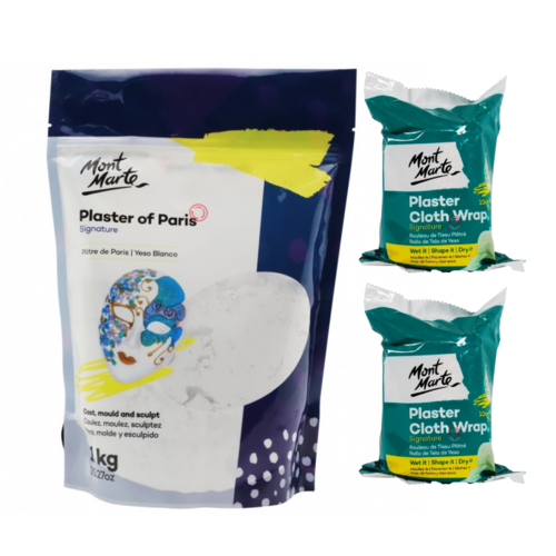 Mont Marte Casting/Moulding Kit, 1kg Plaster of Paris Powder with 9m Cloth Wrap