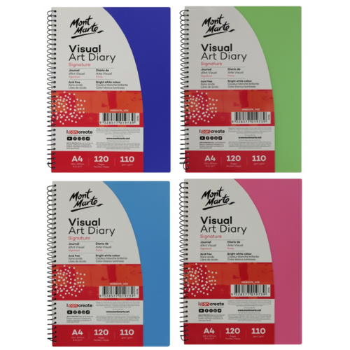 1pce Mont Marte Visual Art Diary PP Coloured Cover A4