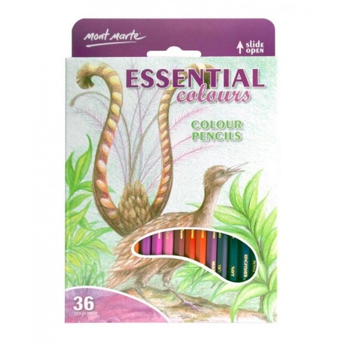 Mont Marte Colour Pencils 36pce - Essential Colours Great Beginners Set for Sketching and Drawing
