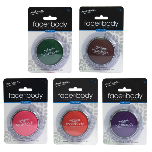 Face & Body Paint Set 5 Intro Colours, Cosmetic Makeup in Sealable Compact Case