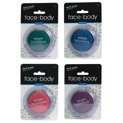Face & Body Paint Set 4 Pearl Colours, Cosmetic Makeup in Sealable Compact Case