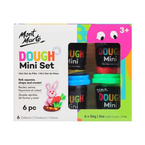 Mont Marte Kids Dough Mini Set 6pce x 60g in Storage Tubs
