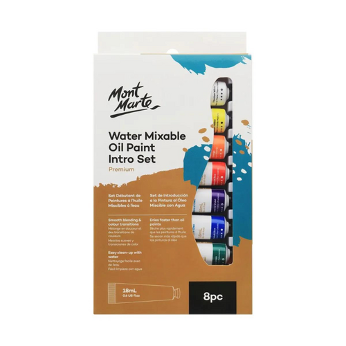 Mont Marte Water Mixable Oil Paint Intro Set 8pce x 18ml