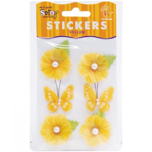 Mont Marte Scrapbooking Stickers - V Bloom w/Butterflies Yellow 6pce For Scrapbook Craft