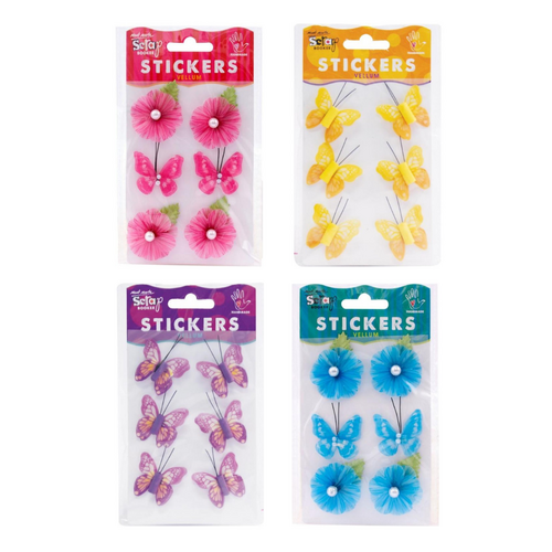 24pce Mont Marte Scrapbooking Stickers Butterflies Flowers Craft Colourful Kit Set