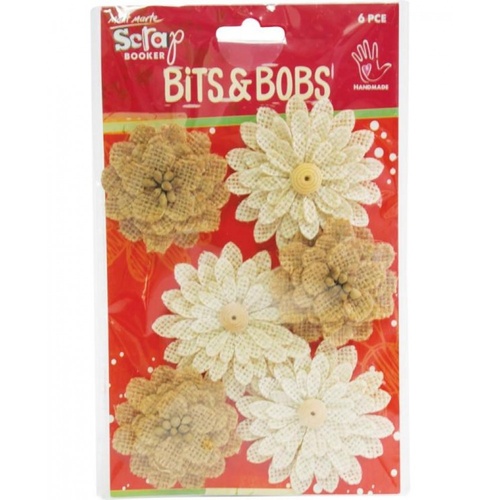 Mont Marte Scrapbooking Bits & Bobs - Asst Mix Flower Natural 6pce For Scrapbook Craft