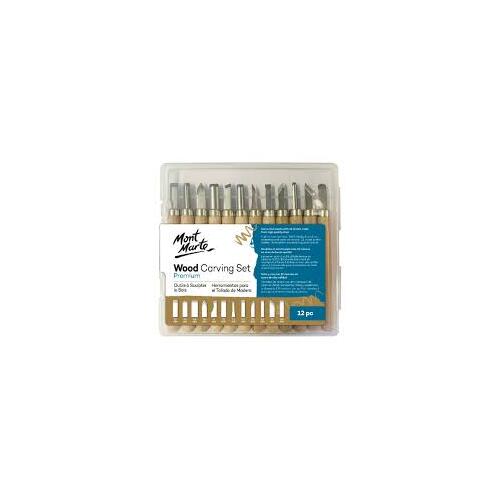 Mont Marte Wood Carving Tool Set 12pc Hobby Craft DIY