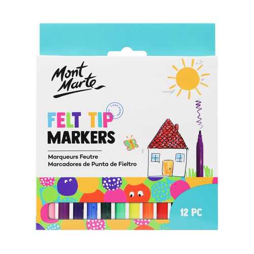 Mont Marte Kids Felt Tip Markers 12pce - Basics