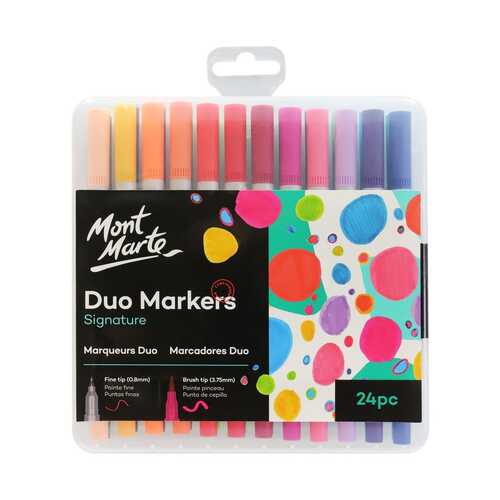 Mont Marte Adult Colouring Duo Markers 24pce, Fine Tip & Brush