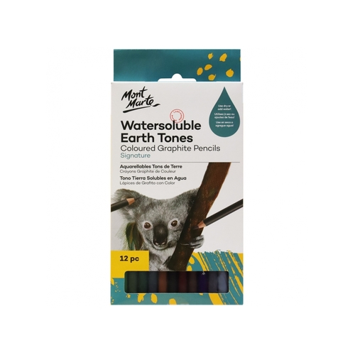 Mont Marte Graphite Earth Tones 12pce, Water Soluble Pencils
