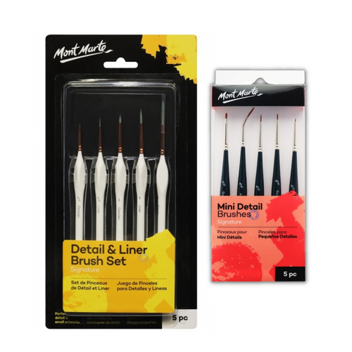 Set of Mont Marte Detailer & Liner Paint Brush Taklon Set 10pce Brushes Kit
