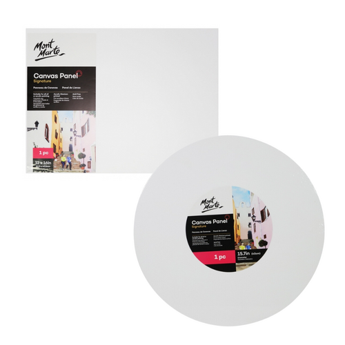 2x Mont Marte Canvas Panels, 30cm Rectangle & 40cm Circle Art Boards Set