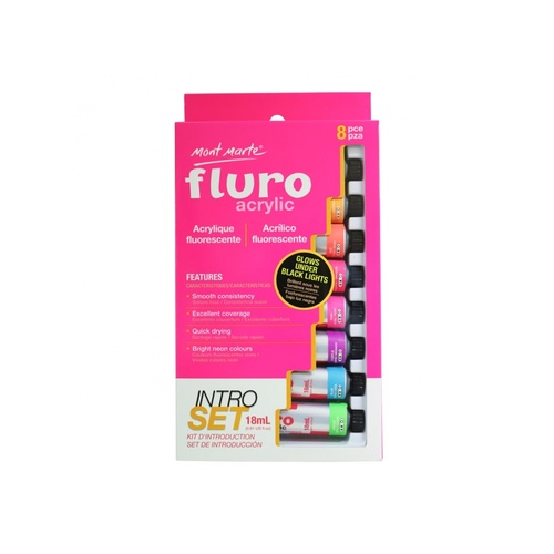 Mont Marte Fluro Acrylic Paint Introduction Set 8pce x 18ml