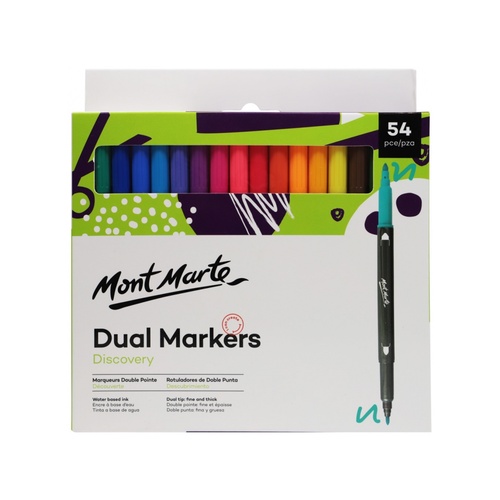 Mont Marte Discovery Dual Tip Markers / Textas 54pce Bulk Pack Fine/Thick Tip