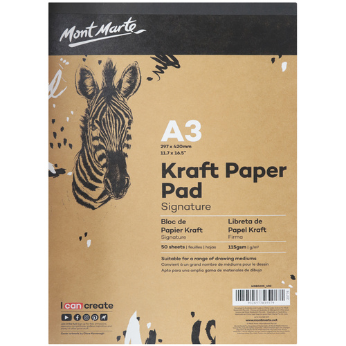 1pce Mont Marte MM Signature Kraft Paper Pad A3 50 Sheets