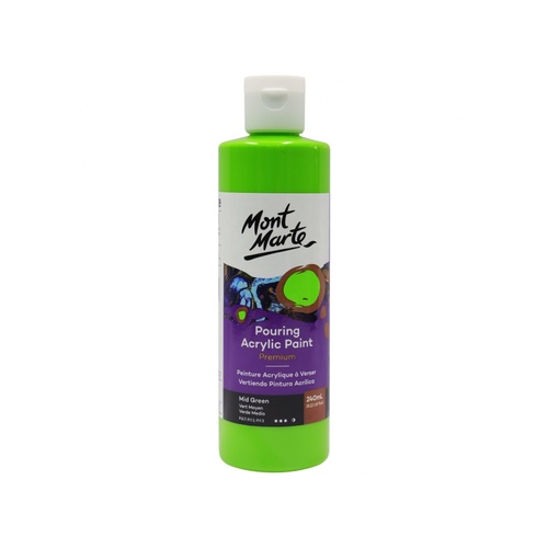 Mont Marte Pouring Paint Acrylic 240ml - Mid Green for Fluid Art
