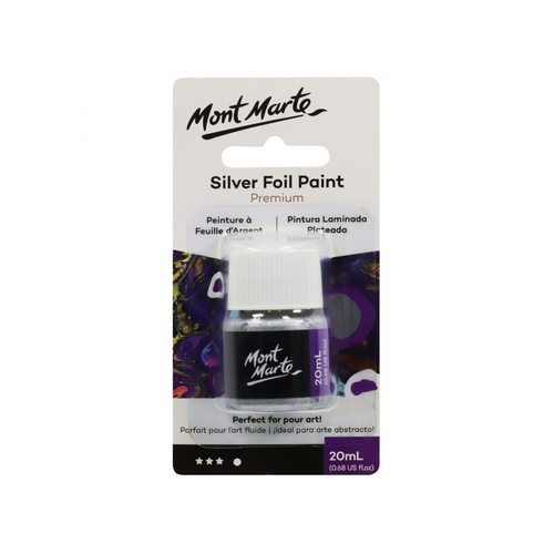 Mont Marte Silver Foil Paint 20ml Pouring Paint Range for Fluid Art