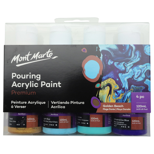 Mont Marte Pouring Acrylic 120ml 4pc -Golden Beach for Fluid Art